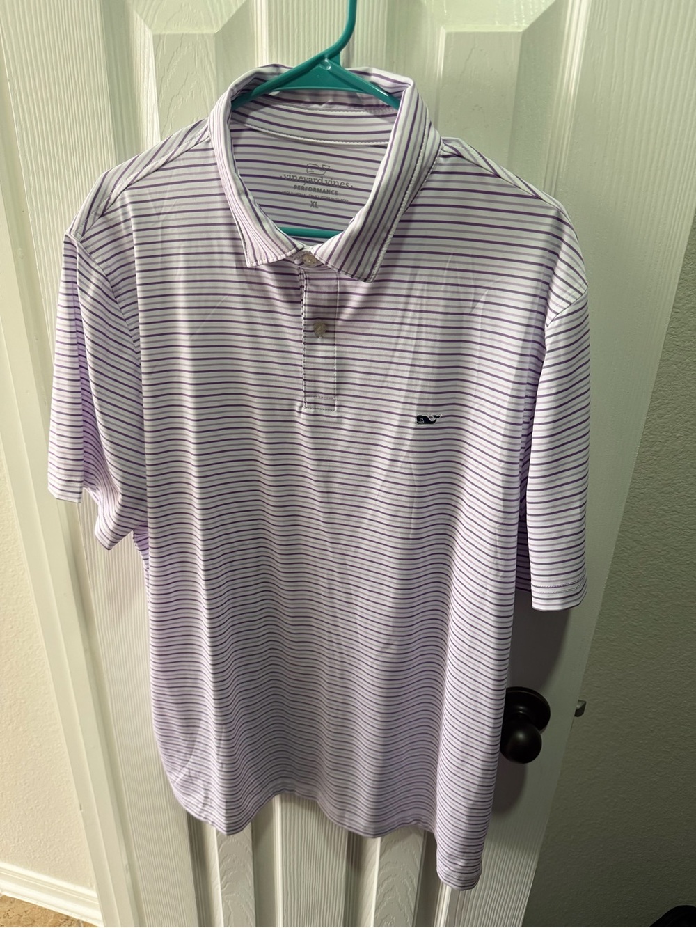 Vineyard Vines Men's Lavender and White Striped Polo